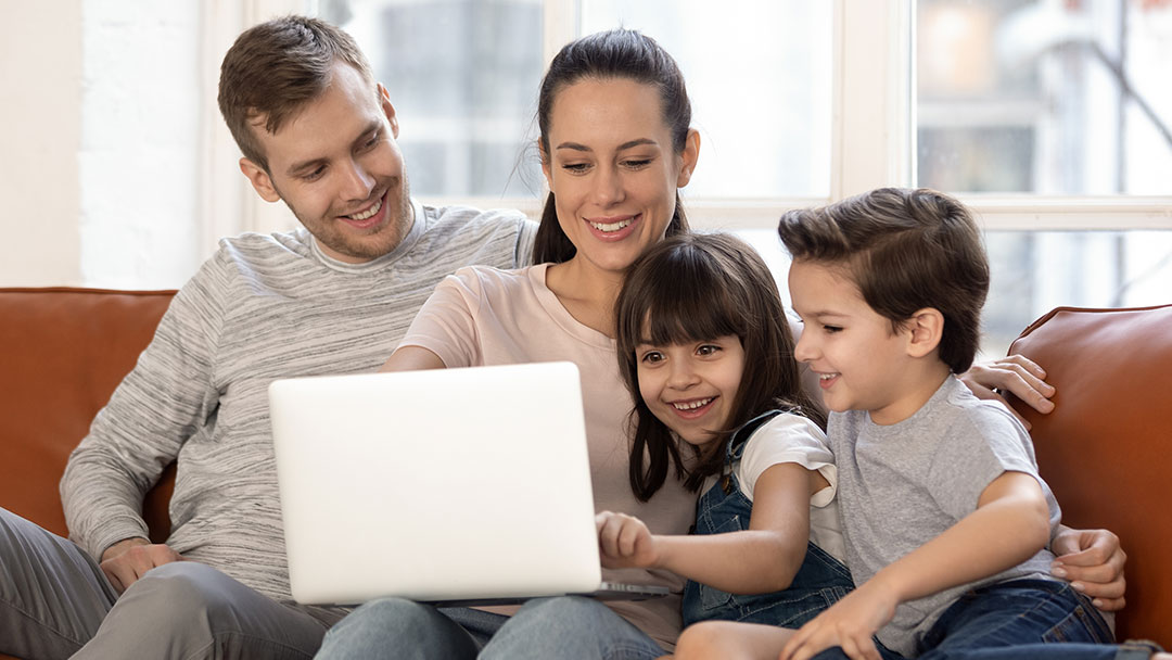 Family using and EVO connected device